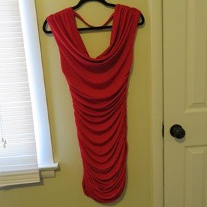 Express RED Dress Ruching Fitted Size S